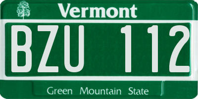 VT license plate BZU112