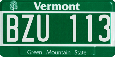 VT license plate BZU113