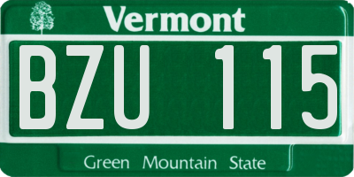VT license plate BZU115