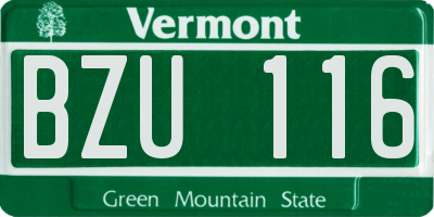 VT license plate BZU116