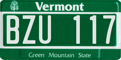VT license plate BZU117