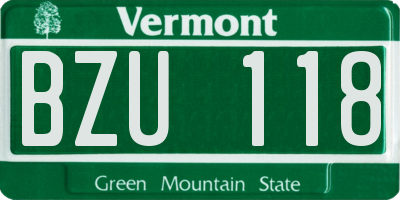 VT license plate BZU118