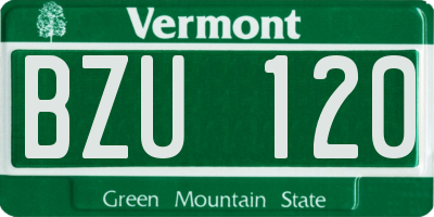 VT license plate BZU120