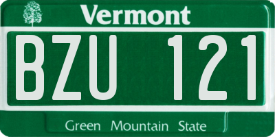 VT license plate BZU121