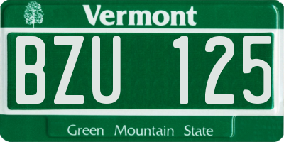 VT license plate BZU125