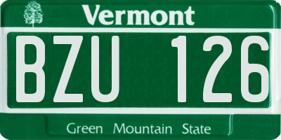 VT license plate BZU126