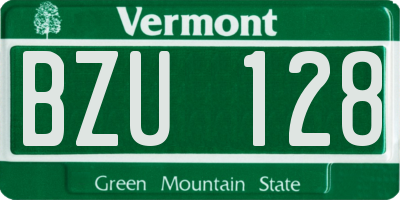 VT license plate BZU128