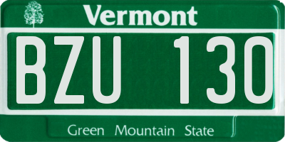 VT license plate BZU130