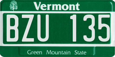 VT license plate BZU135