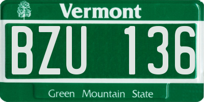 VT license plate BZU136