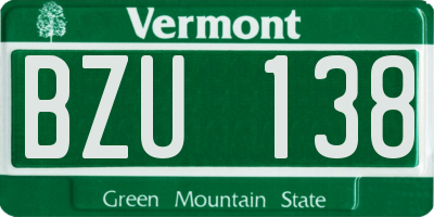 VT license plate BZU138