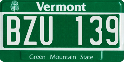 VT license plate BZU139