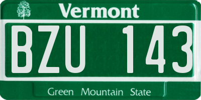 VT license plate BZU143