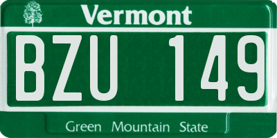 VT license plate BZU149