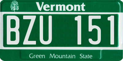 VT license plate BZU151