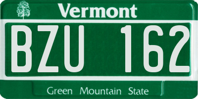 VT license plate BZU162