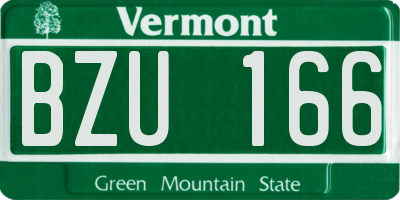 VT license plate BZU166