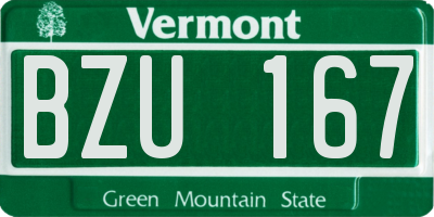 VT license plate BZU167