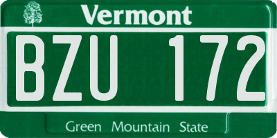 VT license plate BZU172