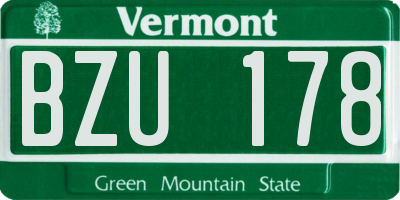 VT license plate BZU178