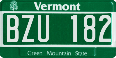 VT license plate BZU182