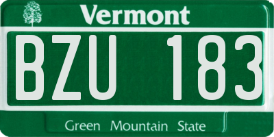 VT license plate BZU183