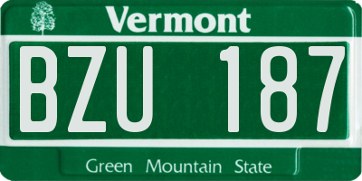 VT license plate BZU187
