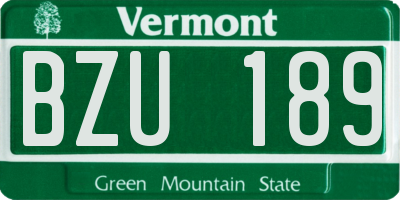 VT license plate BZU189