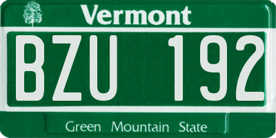 VT license plate BZU192