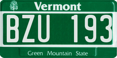VT license plate BZU193