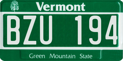 VT license plate BZU194