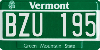 VT license plate BZU195