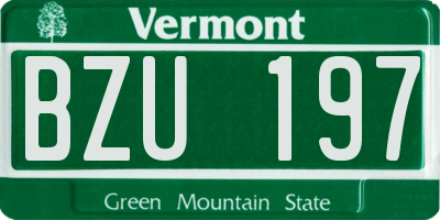 VT license plate BZU197