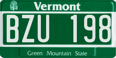 VT license plate BZU198