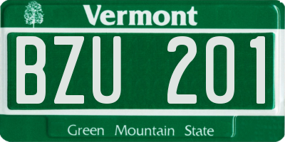 VT license plate BZU201