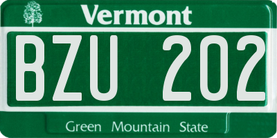 VT license plate BZU202