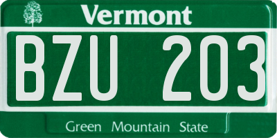 VT license plate BZU203