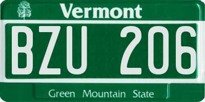 VT license plate BZU206