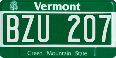 VT license plate BZU207