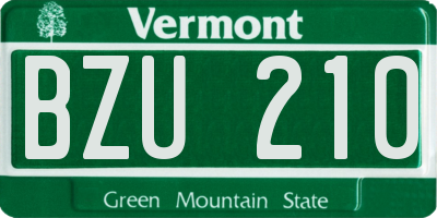 VT license plate BZU210