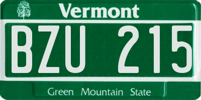 VT license plate BZU215
