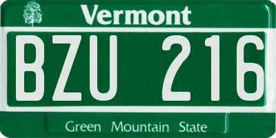 VT license plate BZU216