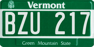 VT license plate BZU217