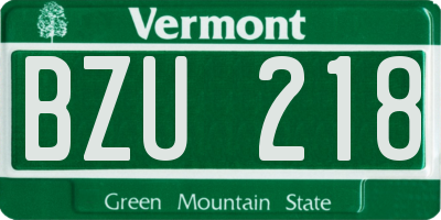 VT license plate BZU218