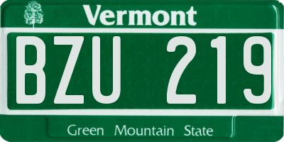 VT license plate BZU219