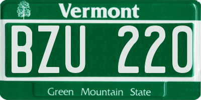 VT license plate BZU220