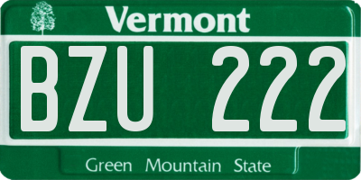 VT license plate BZU222