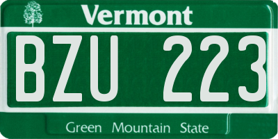 VT license plate BZU223