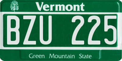 VT license plate BZU225