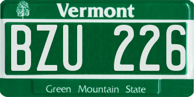 VT license plate BZU226